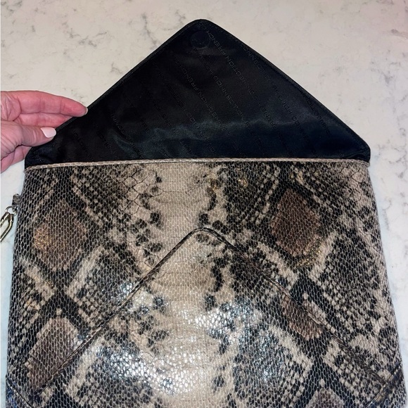 French Connection Black and Cream Snakeskin Clutch - Picture 4 of 13